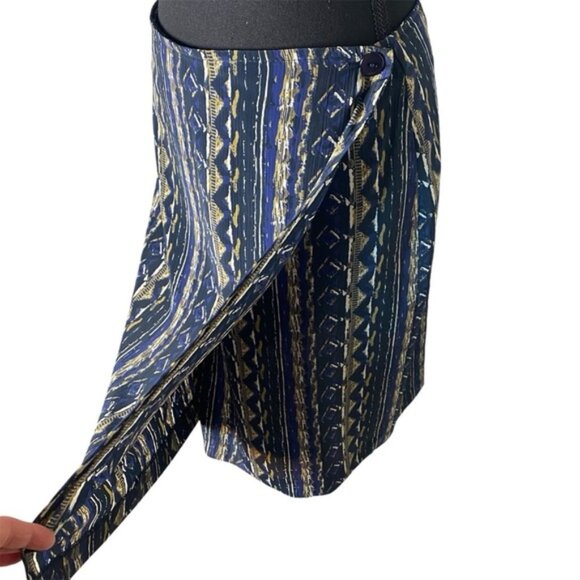 JESSICA Womens Wrap Skirt Pencil Skirt Blue Tan Aztec - Picture 1 of 5